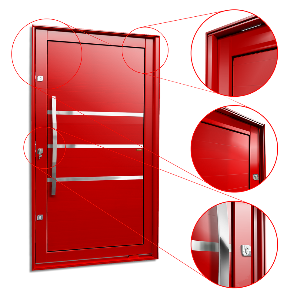 Miniatura: Porta Pivotante Alumínio Lambril Evolution C/Pux.E.Elite Vermelho 216X120 Brimak