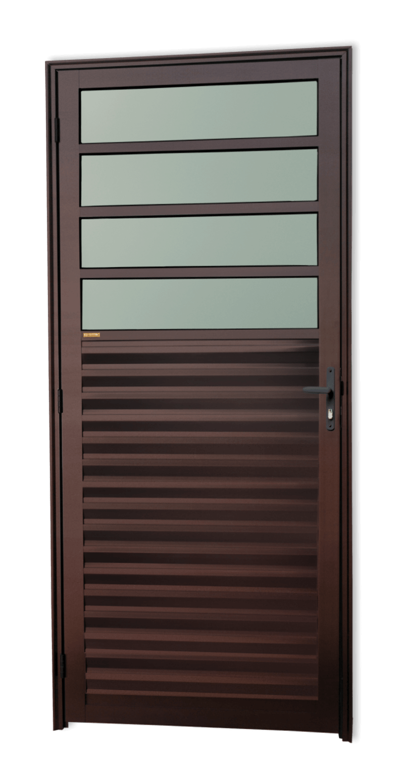 Porta de Cozinha Alumínio 86 Dir V.Boreal Marrom Corten Brimak