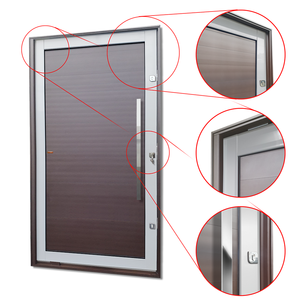 Miniatura: Porta Pivotante Alumínio Lambril C/Puxador Dir. Elite Mix Corten 216X100 Brimak