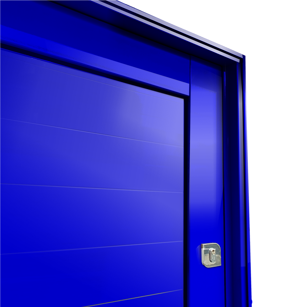 Miniatura: Porta Pivotante Alumínio Lambril C/Puxador Dir. Elite Azul 216X100 Brimak