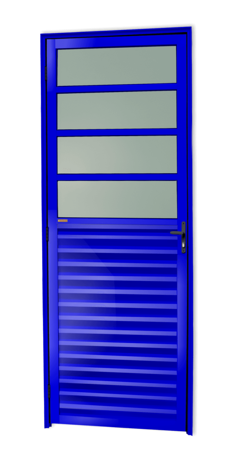 Porta de Cozinha Alumínio 80 Dir L25 V.Boreal Azul Brimak