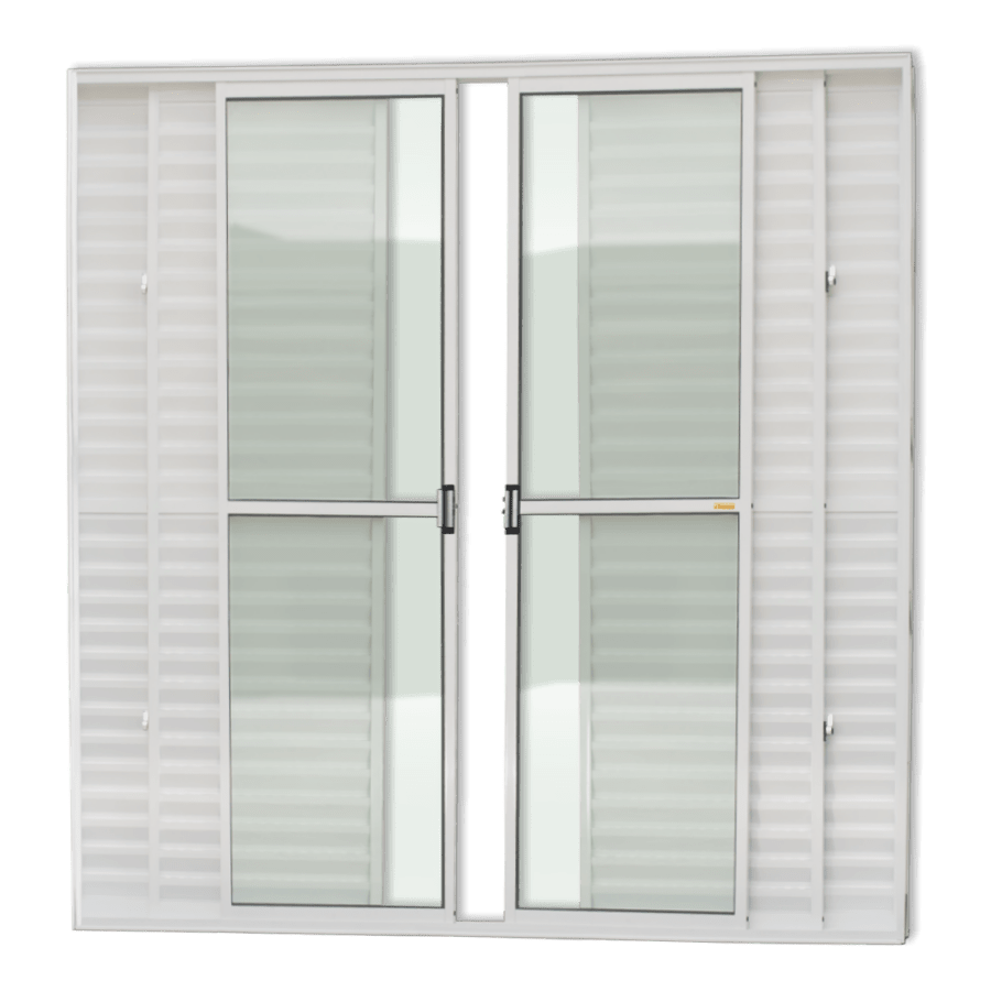 Porta Balcão Alumínio 6F.210 X 240 V.Liso Branco Brimak