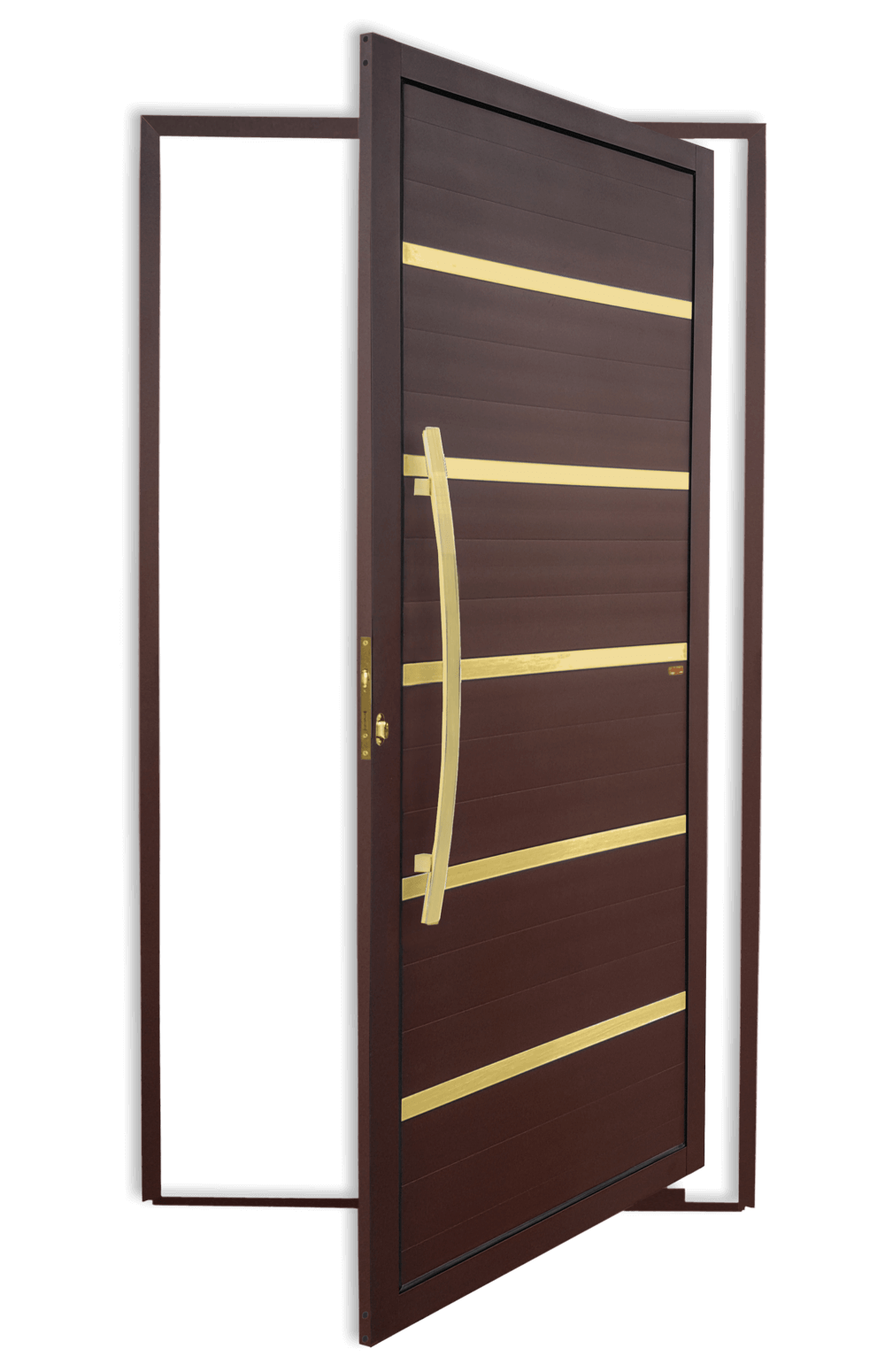 Porta Pivotante Lamb.Premium C/Puxador E. Sup.Marrom Corten Dourado 100 Brimak