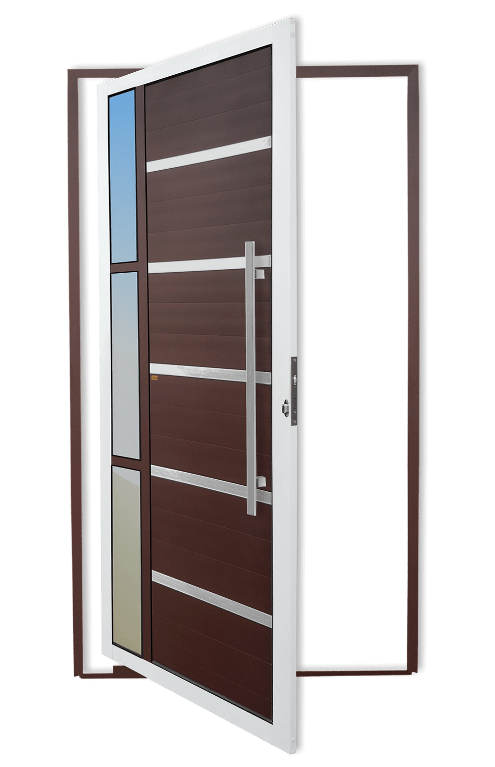Miniatura: Porta Pivotante Alumínio Lambril Miraggio C/Puxador D.Mix Corten 100 Brimak