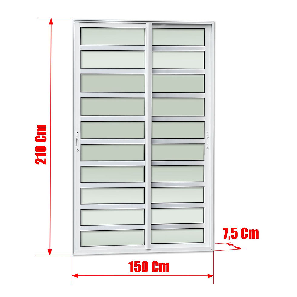 Miniatura: Porta Correr C/Travessas 2F.Móv.210X150 Elite C/Fecho Autom V.Lis.Branco Brimak