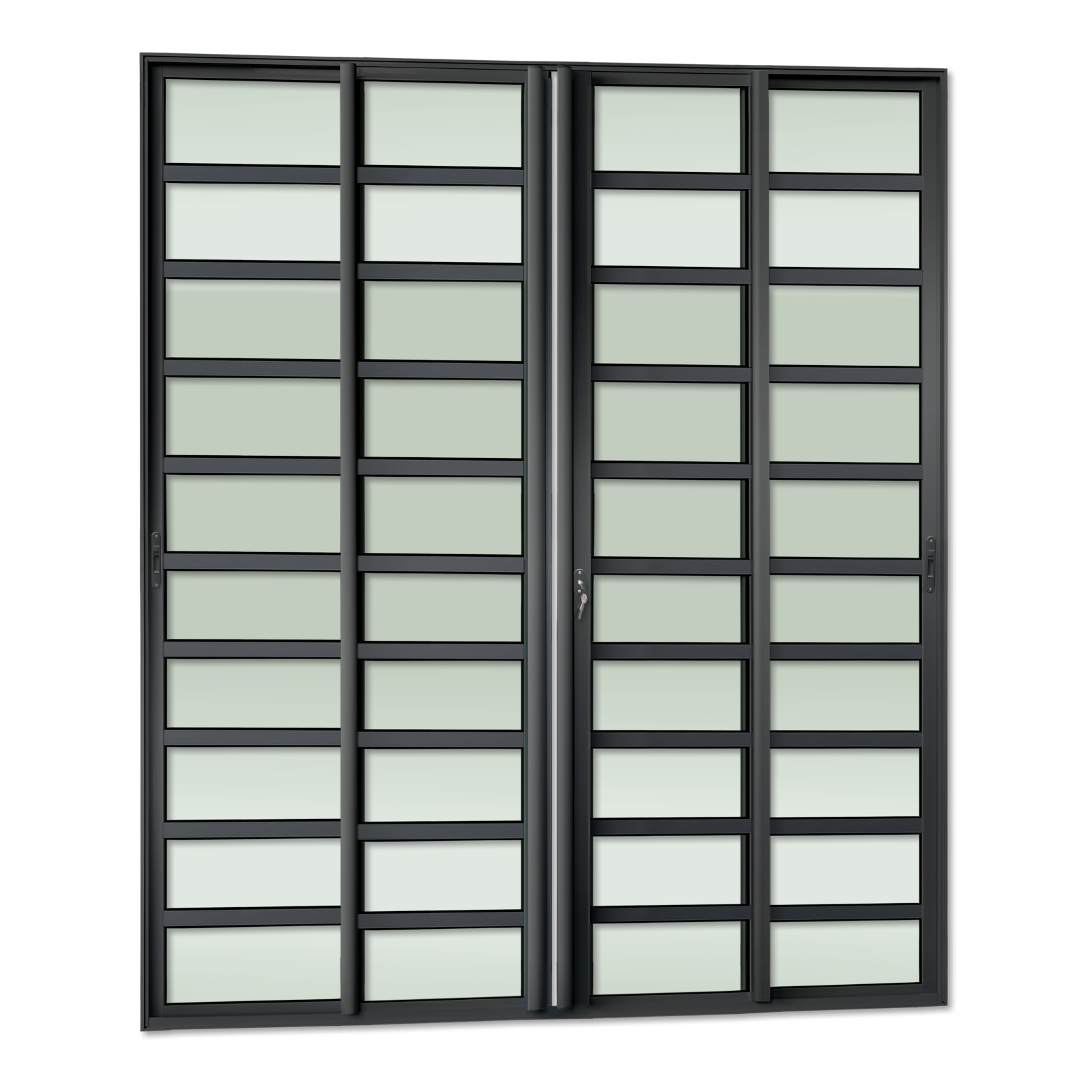 Porta Correr C/Travessas 4F.Móv.210X200 Elite C/Fechad.Tetra V.Lis.Preto Brimak