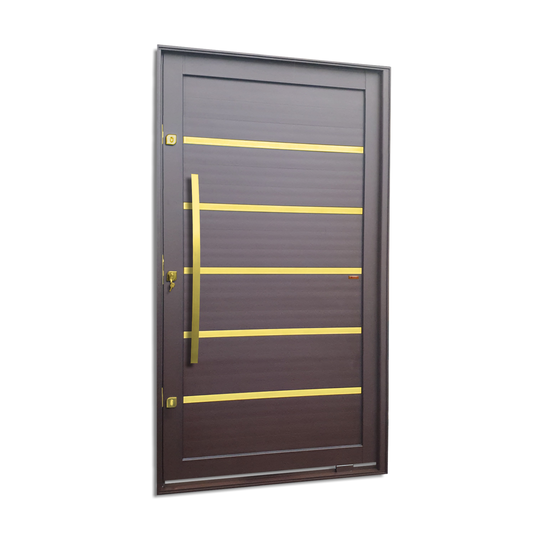 Porta Pivot.Alumínio Lamb.Premium C/Pux.E.Elite Marrom Gold 216X150 Brimak
