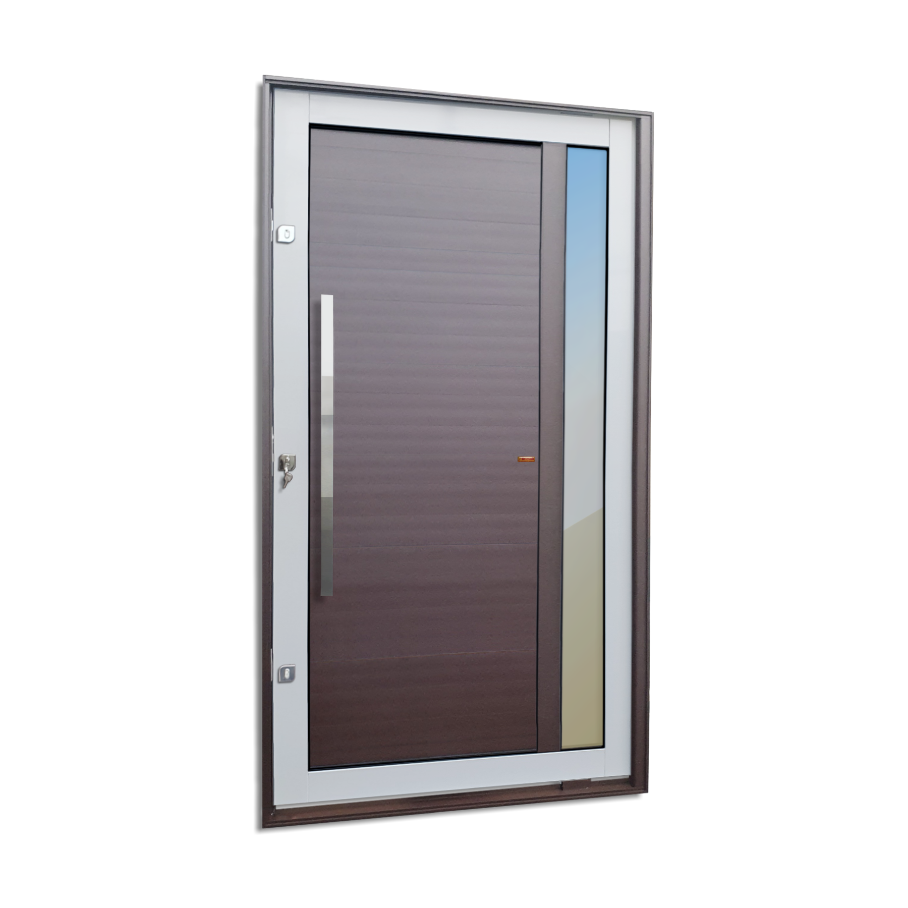 Porta Pivotante Alumínio Lambril Visione C/Pux.E.Elite Mix Corten 216X100 Brimak