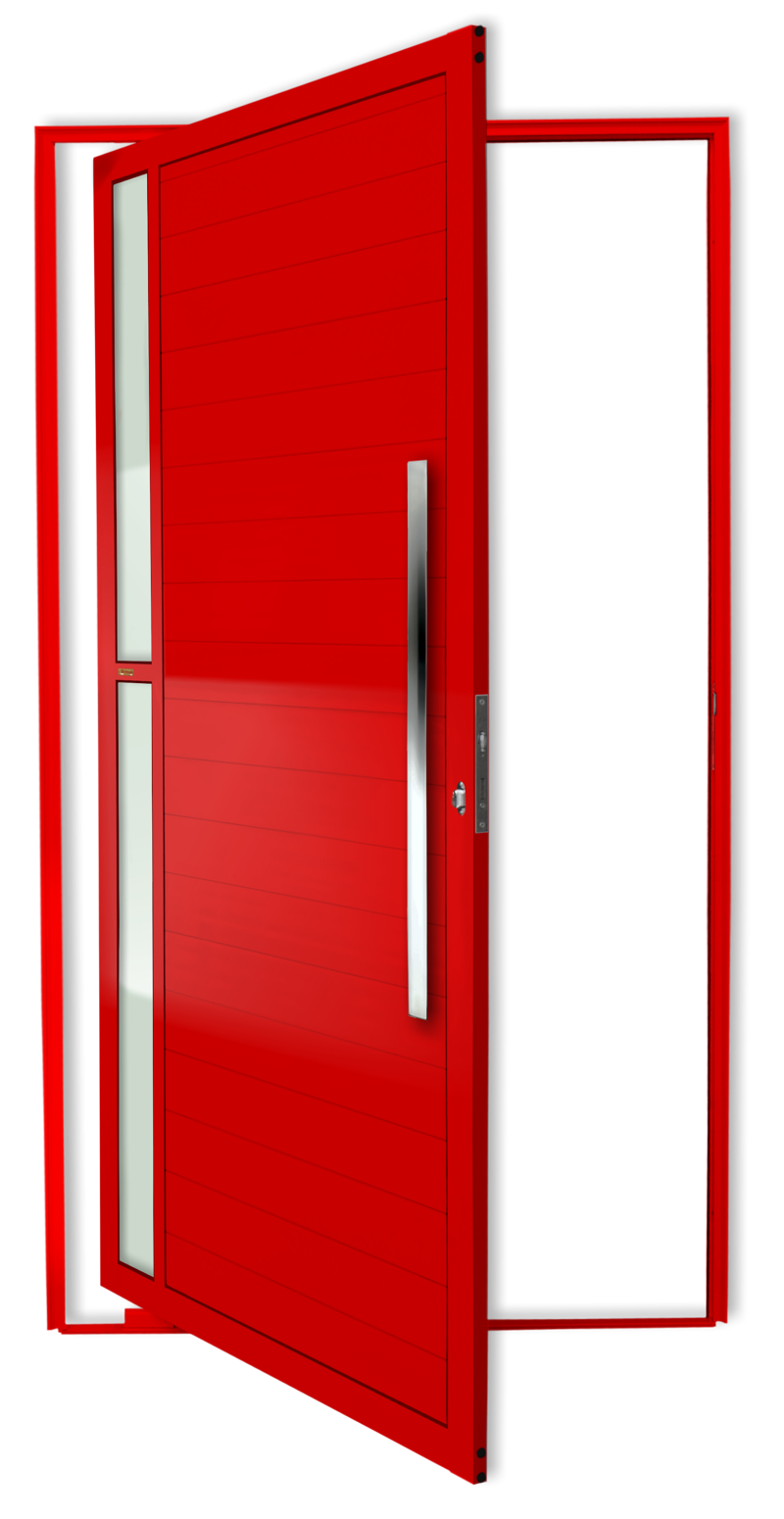 Porta Pivotante Alumínio Lambril Visione C/Puxador D.Vermelho 120 Brimak