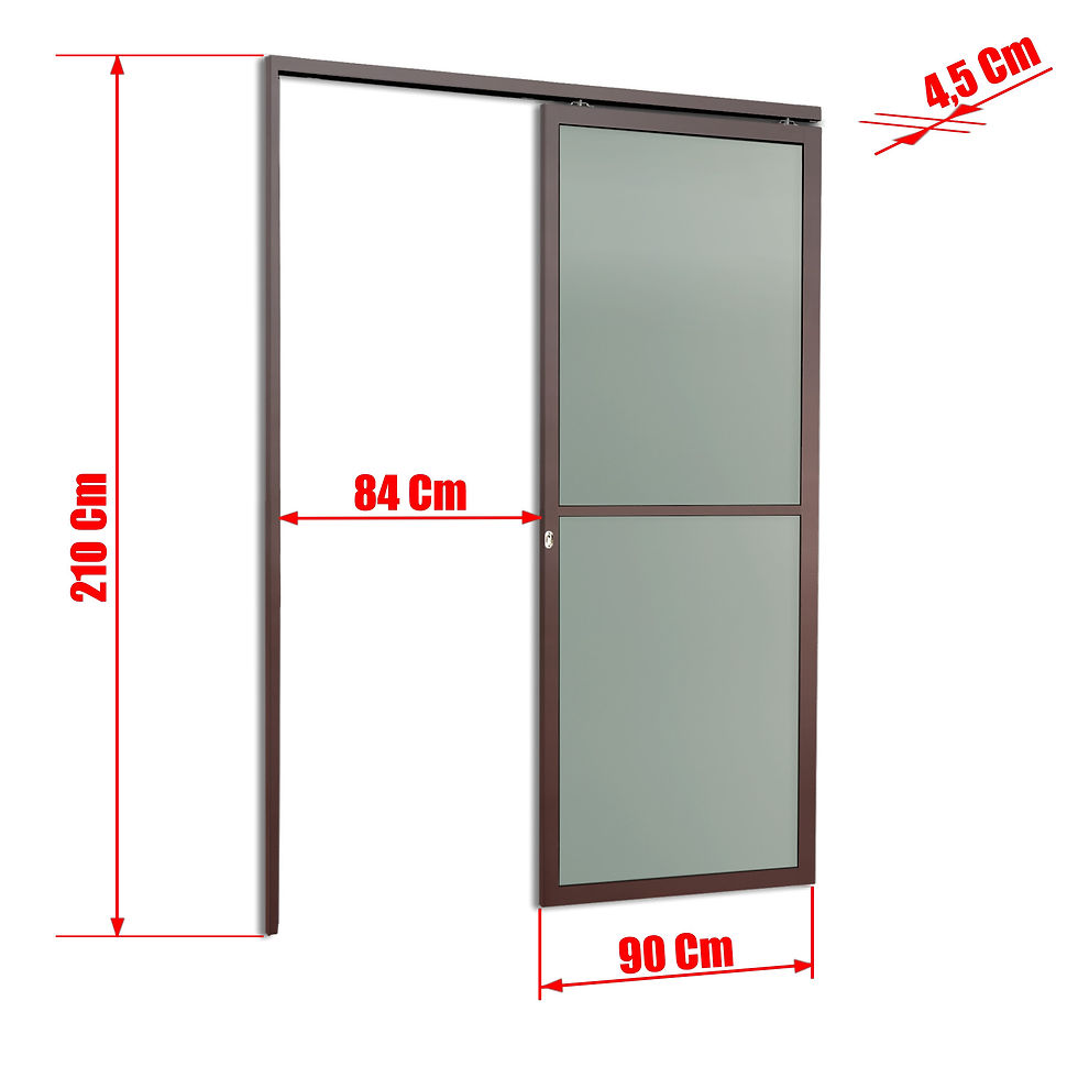 Miniatura: Porta de Correr Suspensa Vidrao Esq L.25 Marrom Corten 210X90 Brimak