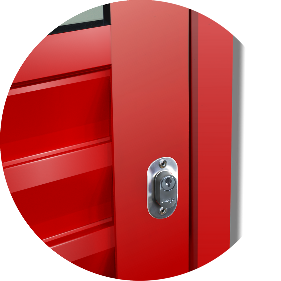 Miniatura: Porta Correr Suspensa Meia Veneziana Meia Vidro Dir L.25 Vermelha 210X70 Brimak