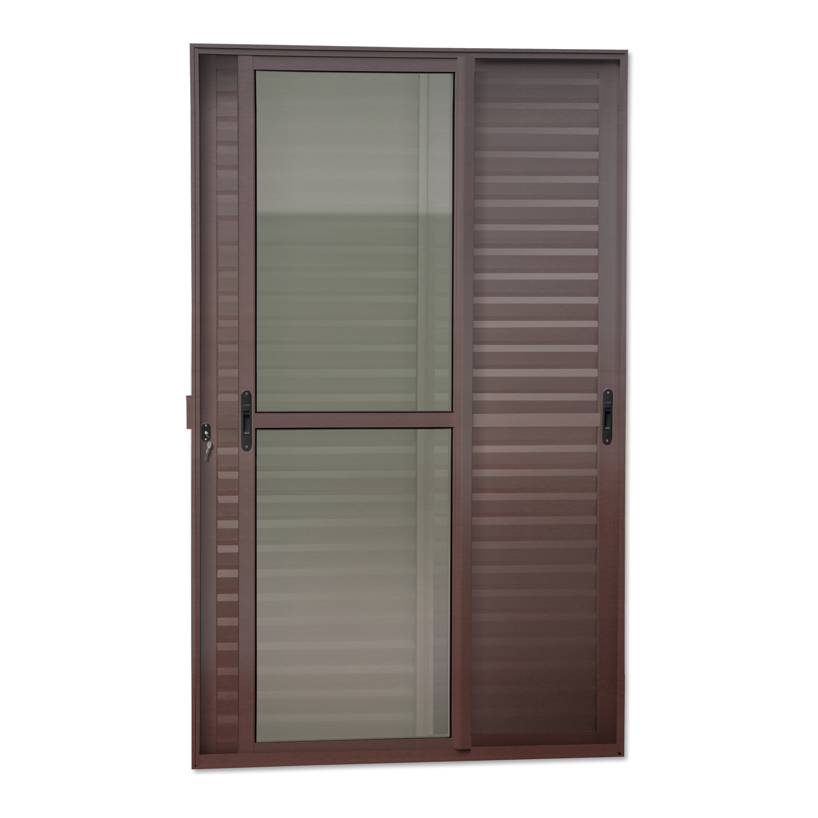 Porta Correr Venez.3F.Móv.210X200 Elite C/Fechad.Tet.V.Lis.Marrom Corten Brimak