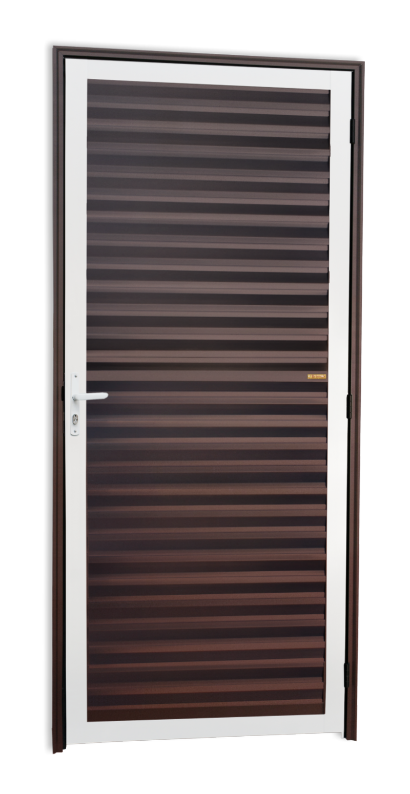 Porta Veneziana Alumínio 86 Esq Mix Corten Brimak