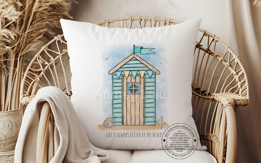 Thumbnail: Pastel Beach Huts Cushion