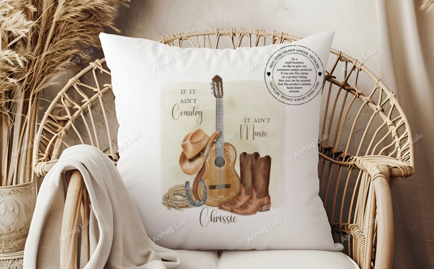 Thumbnail: Brown cowboy boots country music cushion
