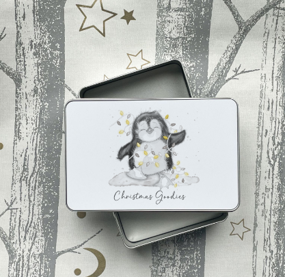 Thumbnail: Penguin Christmas Lights Tin
