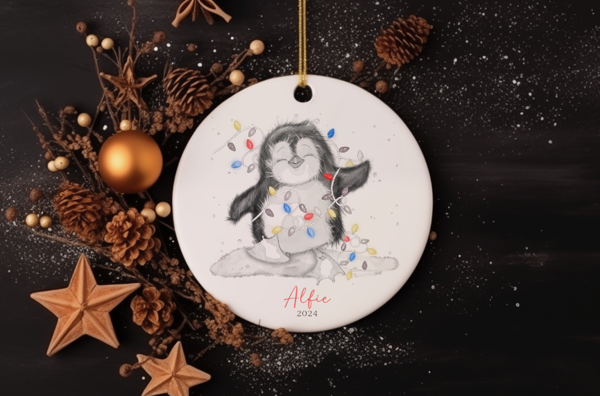 Thumbnail: Penguin Christmas Lights Bauble