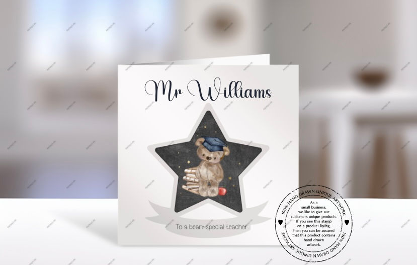 Thumbnail: Personalised Star Teacher Card (available in English or Welsh)