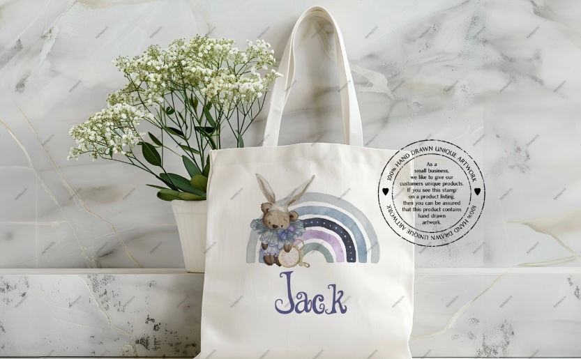 Thumbnail: Copy of Alice Themed Cute Bear Rainbow Tote Bag
