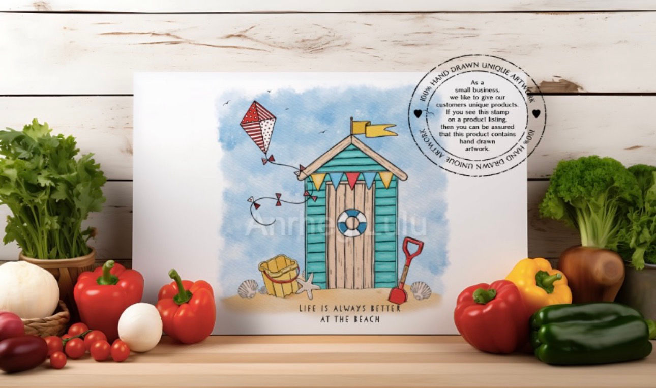 Bold Beach Huts Chopping Board