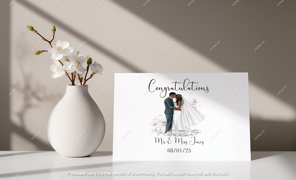 Thumbnail: Wedding Couple Card (different hair and skin colour available)