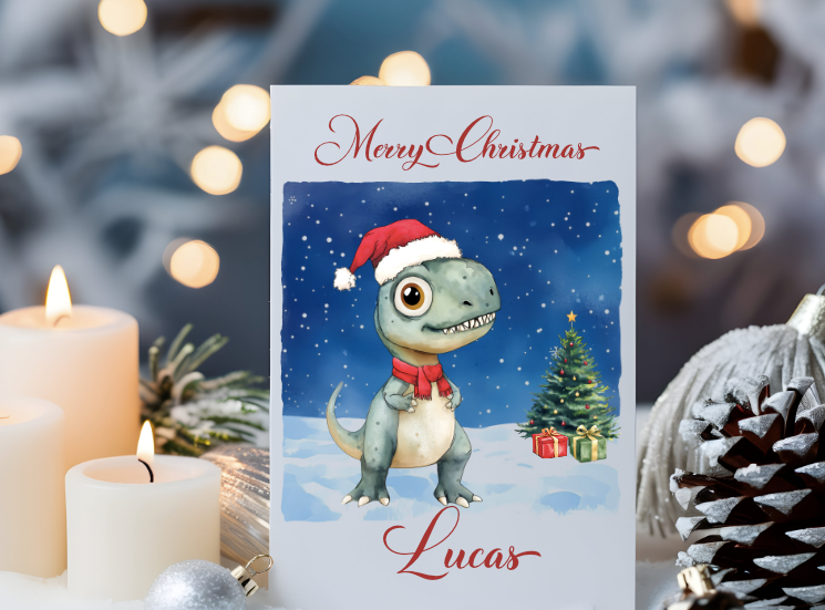Thumbnail: Dinosaur Christmas Card
