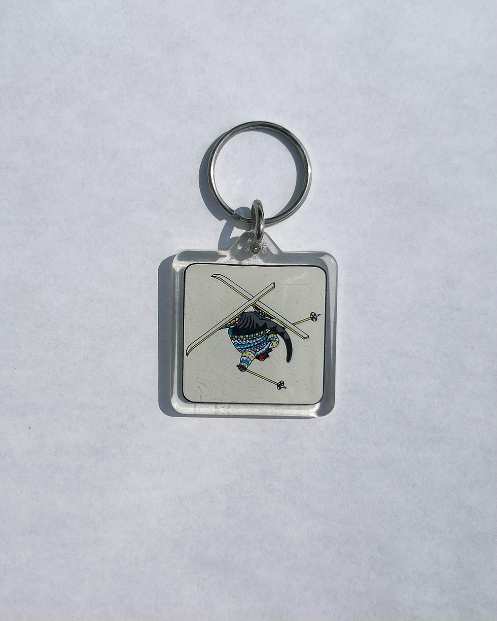 Thumbnail: Vintage Kliban Cat Ski Keychain 