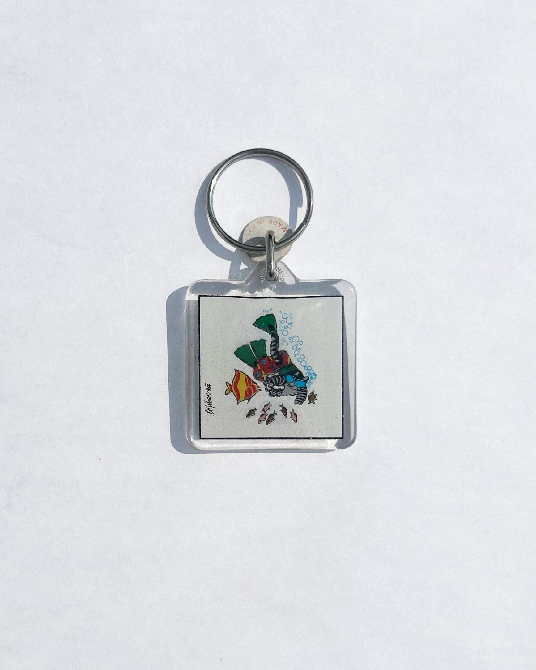 Vintage Kliban Cat Snorkeling Keychain