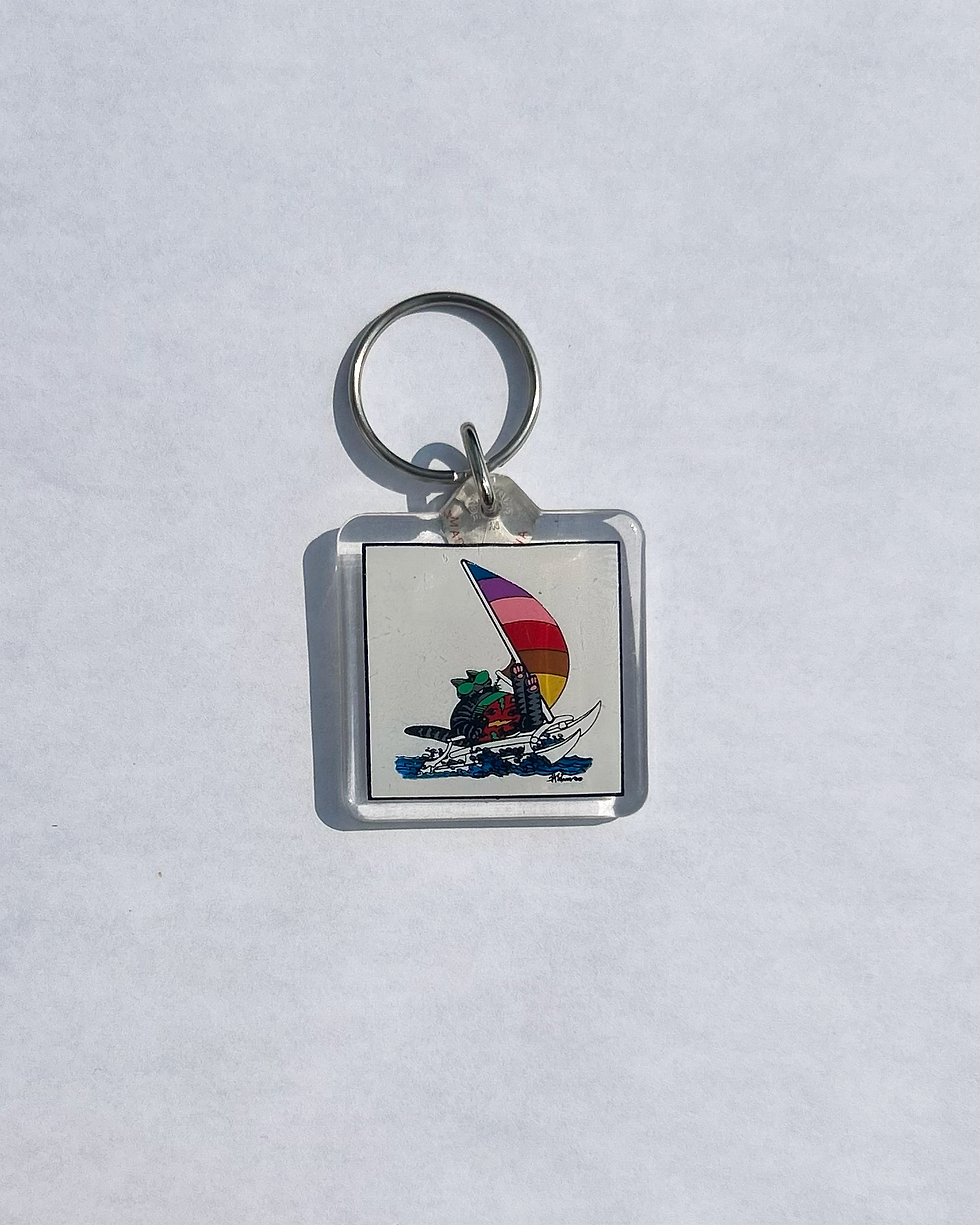 Thumbnail: Vintage Kliban Cat Sailing Keychain