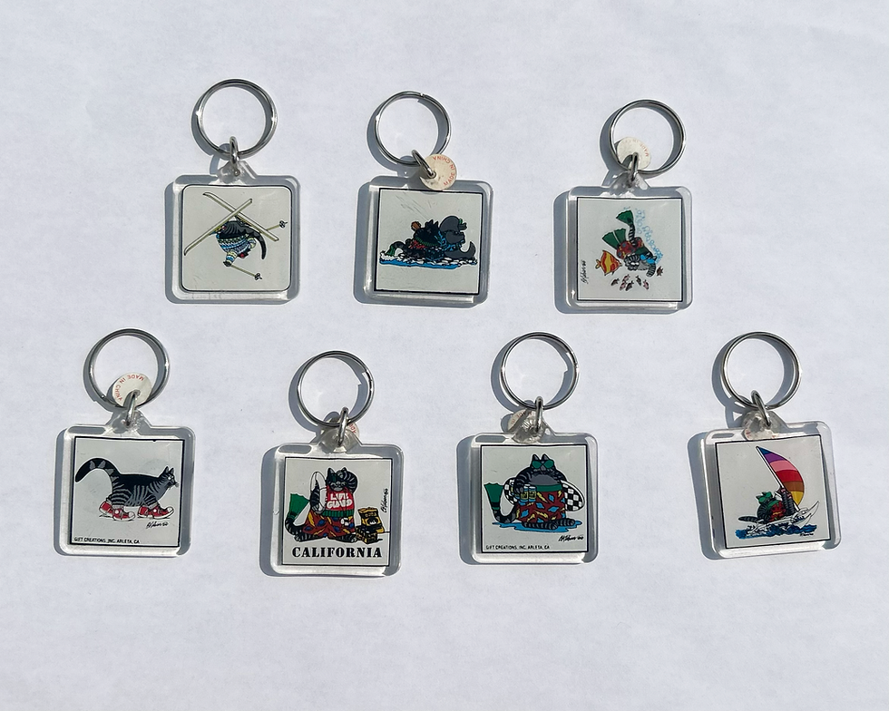 Thumbnail: Vintage Kliban Cat Lifeguard Keychain