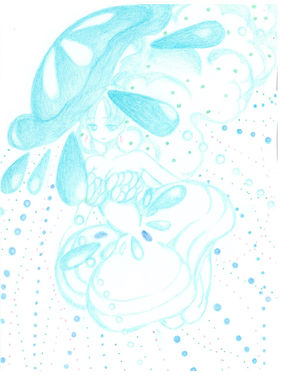 キラキラぷかぷかクラゲ姫　鉛筆　色鉛筆