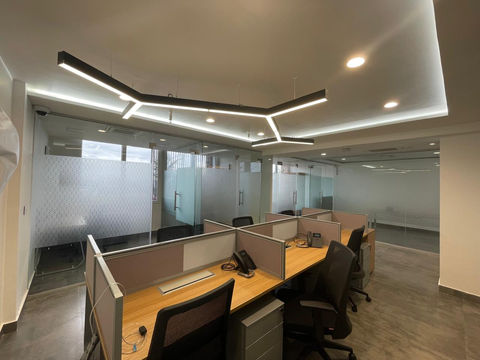 Modern Office Space with Unique Lighting