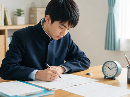 中学3年生が時計を使って高校入試数学の過去問を解く様子