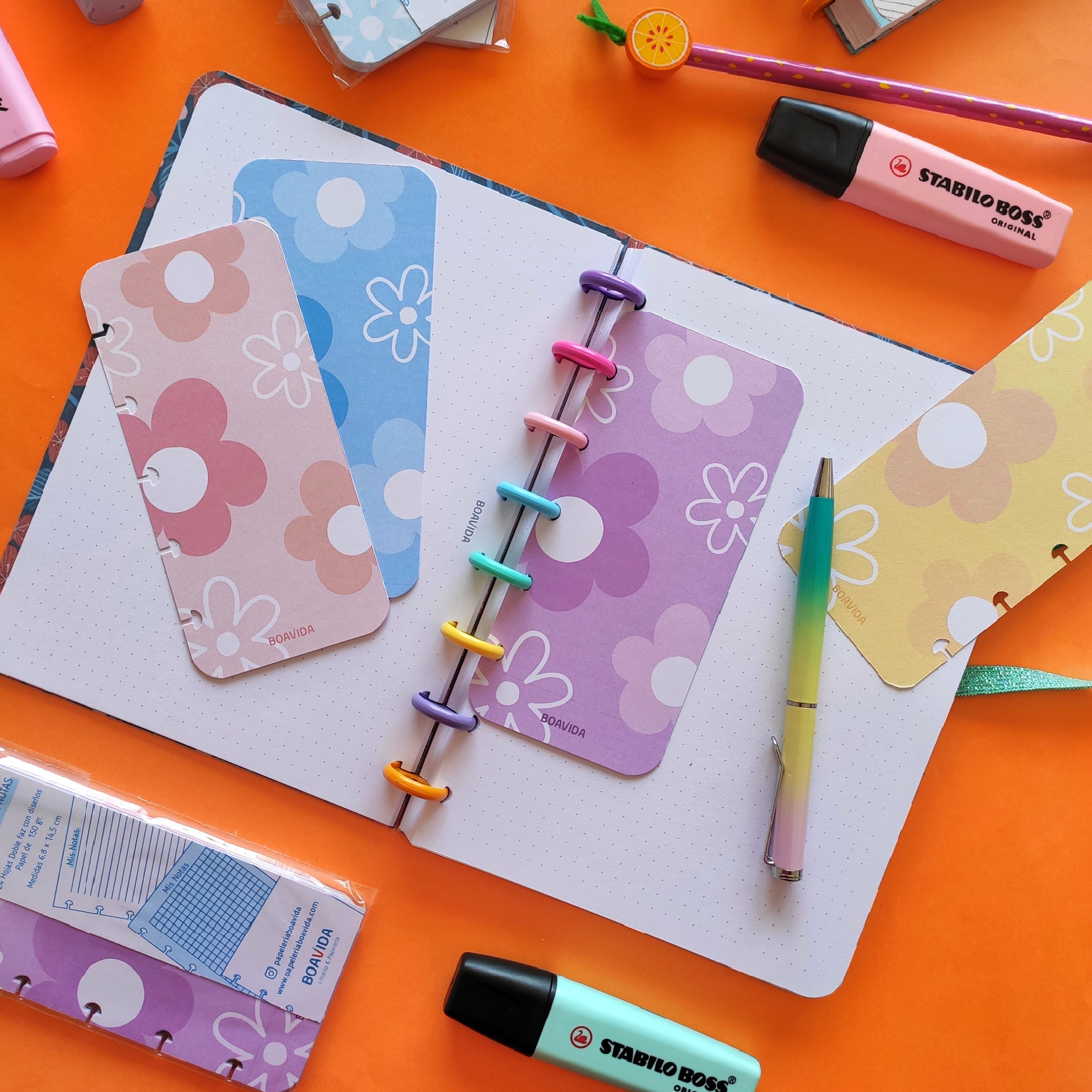 Notas "Flores de colores " ( 7 x 14,5 cm)