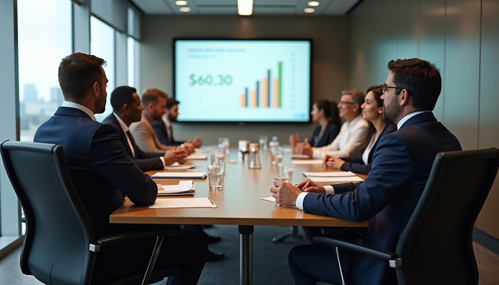 County leaders reviewing the Cost to the Community™ ROI report during a budget strategy meeting
