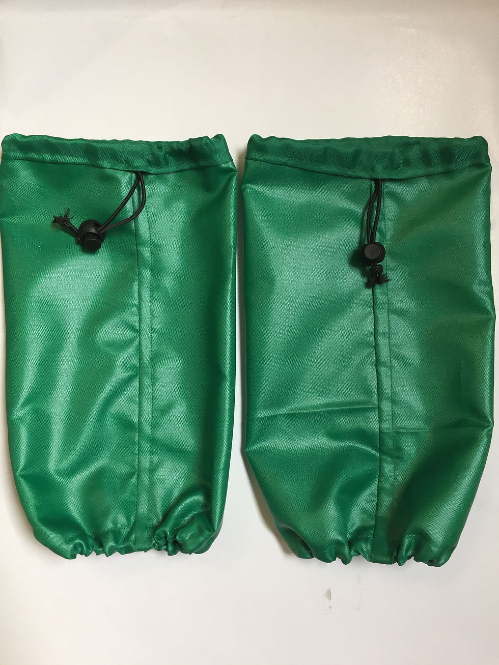 Thumbnail: Two green dog treat bags with drawstrings, Top Dog Show Supplies.