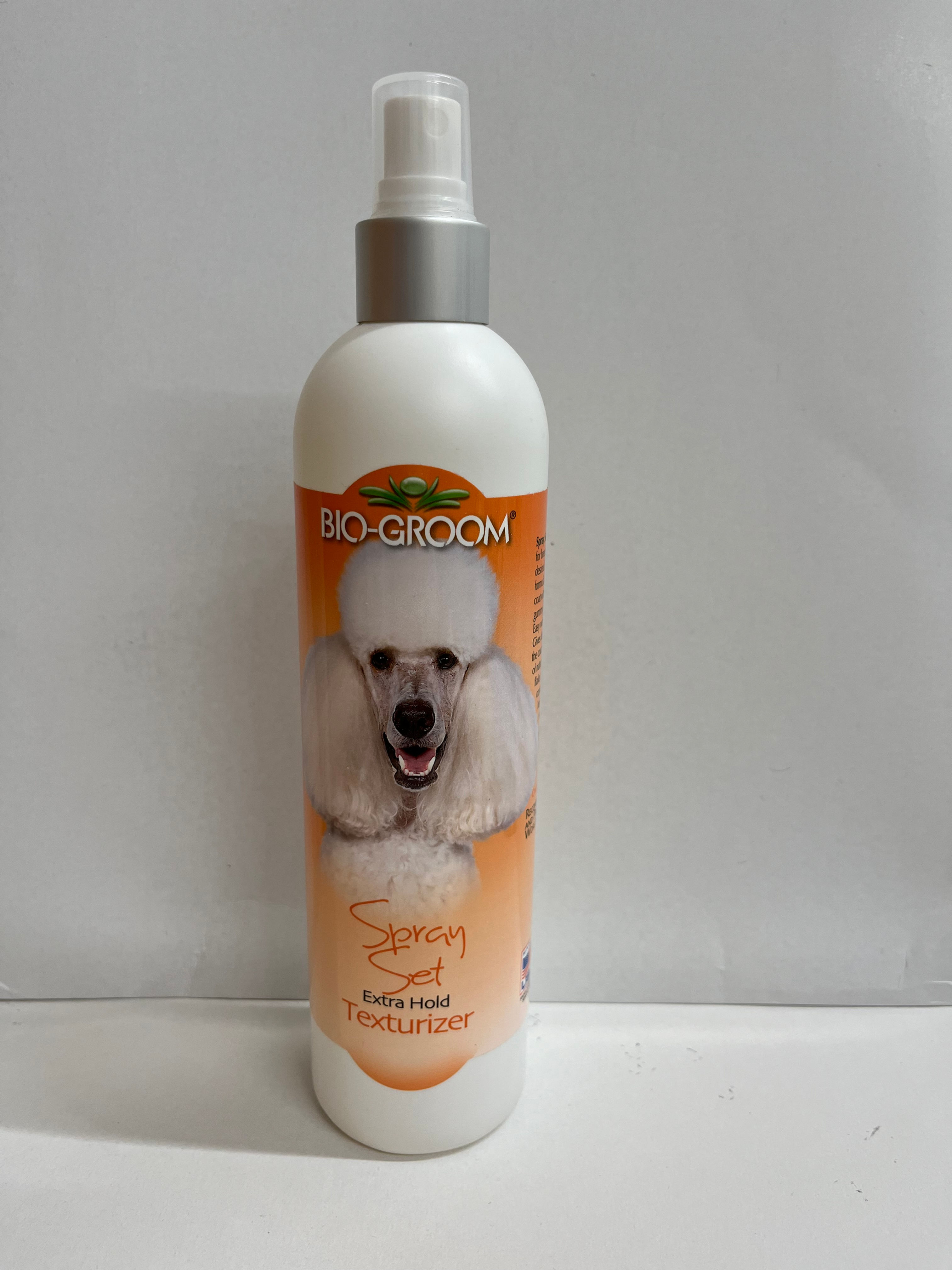 Bio-Groom spray bottle with visible text and poodle, Bio-Groom Show Foot - 6.5oz / 184g. Top Dog Show Supplies
