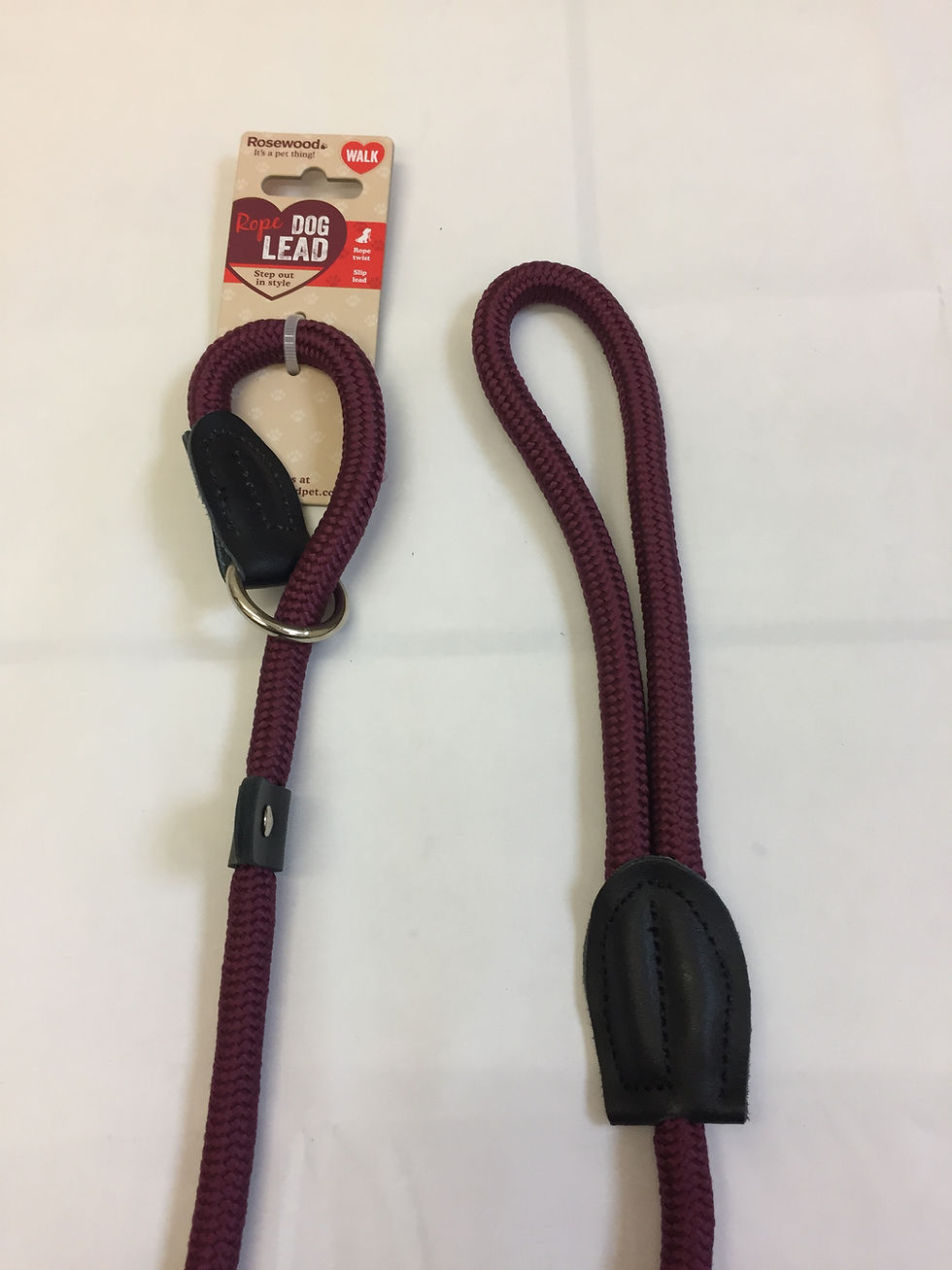 Thumbnail: Maroon dog lead with label Dog Lead, Top Dog Show Supplies