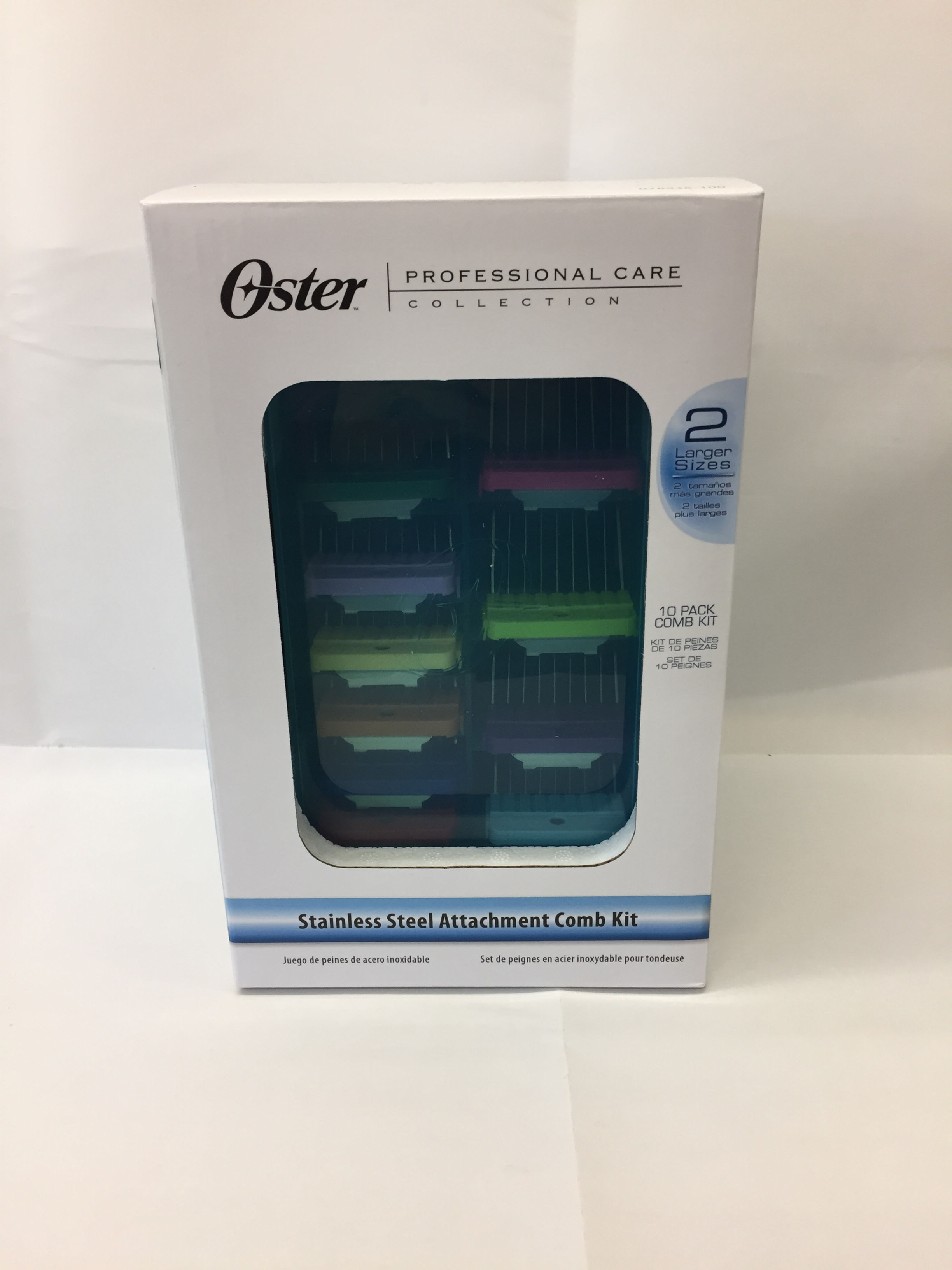 Oster Professional Care Collection clipper attachments display, text reads