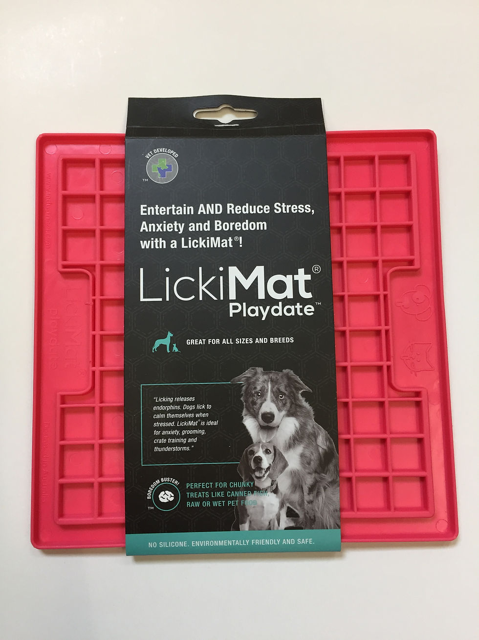 Thumbnail: Red LickiMat Playdate with visible text. Great for reducing dog stress.