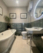 burlington traditional bathroom basin, freestanding rolltop bath and high level toilet