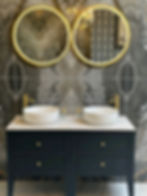 double vanity unit with double vessel basin and counter top bowl