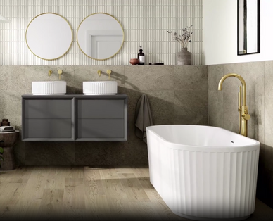 BathroomsToLove Fluted bath and basin