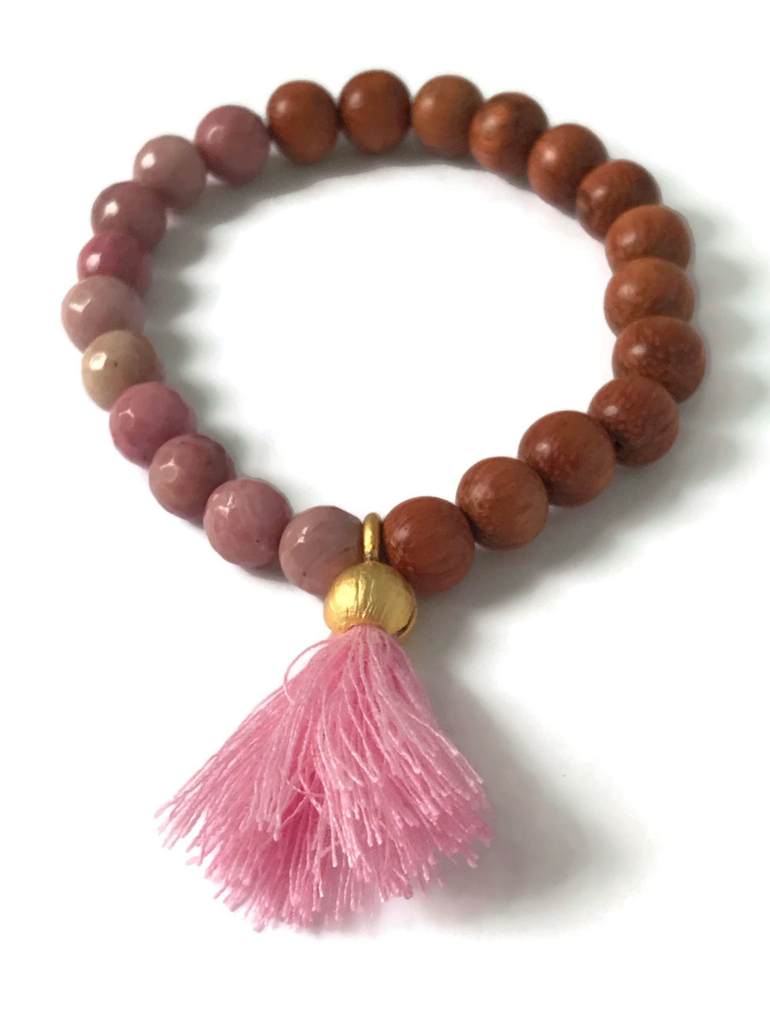 Pink Tassle Rhodonite Bracelet 