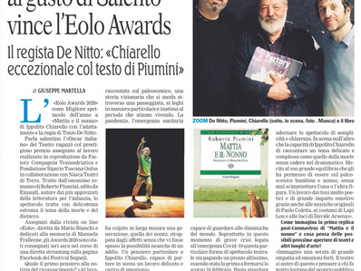 Giuseppe Martella su La Gazzetta del Mezzogiorno a proposito del premio Eolo