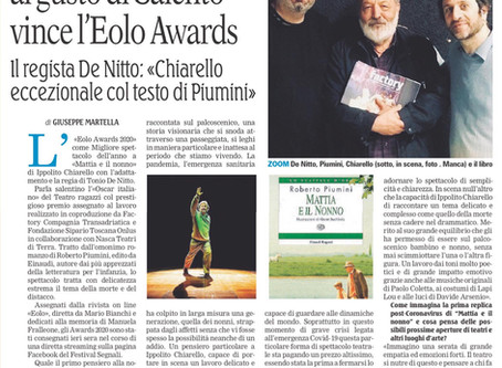 Giuseppe Martella su La Gazzetta del Mezzogiorno a proposito del premio Eolo