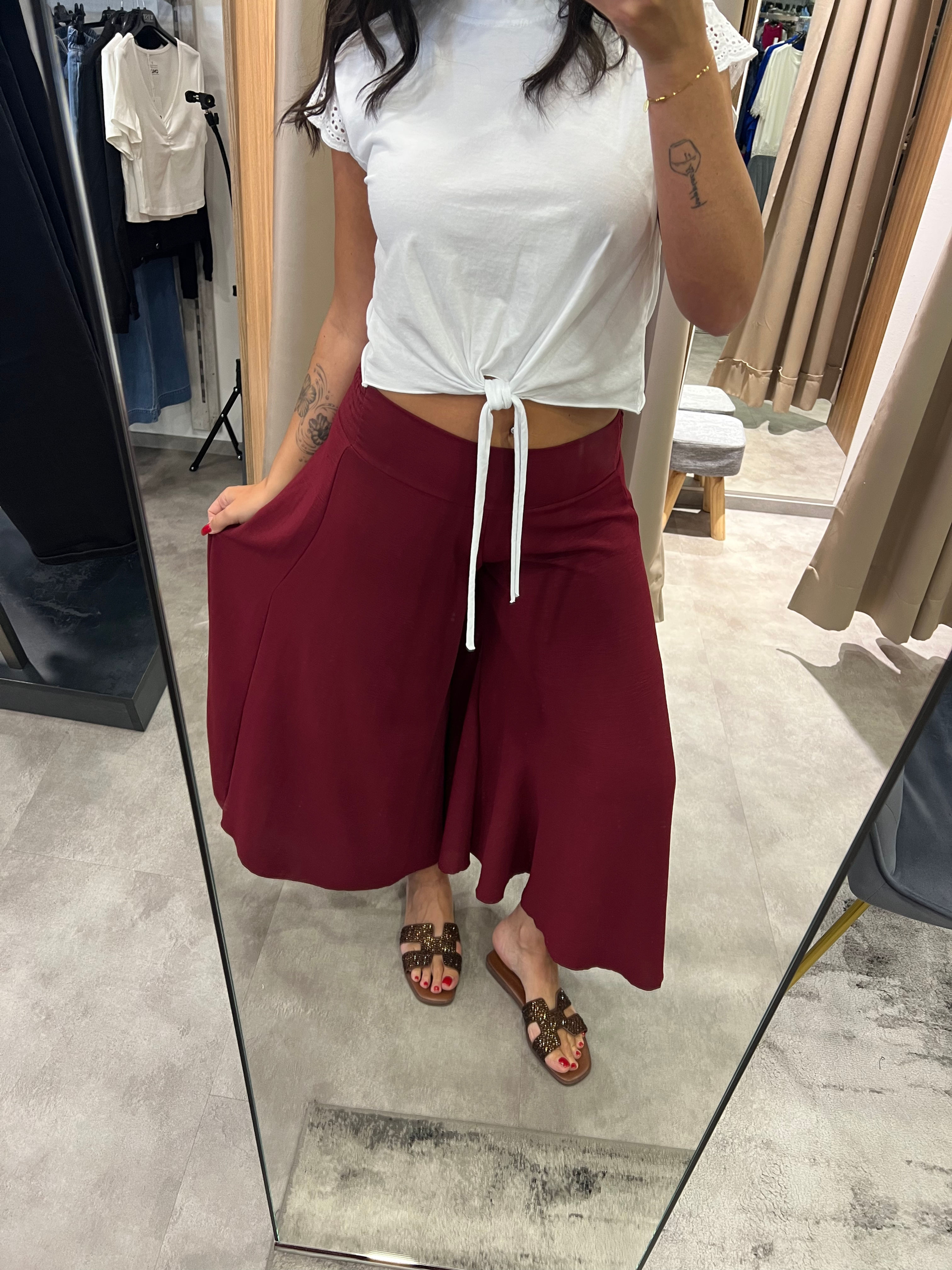 Gonna pantalone bordeaux 