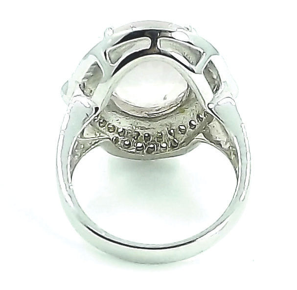 Miniatura: Anel Prata com Enorme Quartzo Rosa