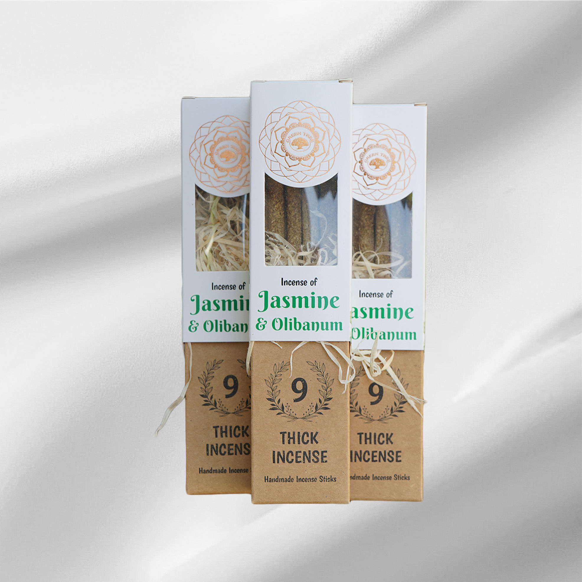 Grüner Baum Jasmin & Olibanum Botanische Dicke Räucherstäbchen