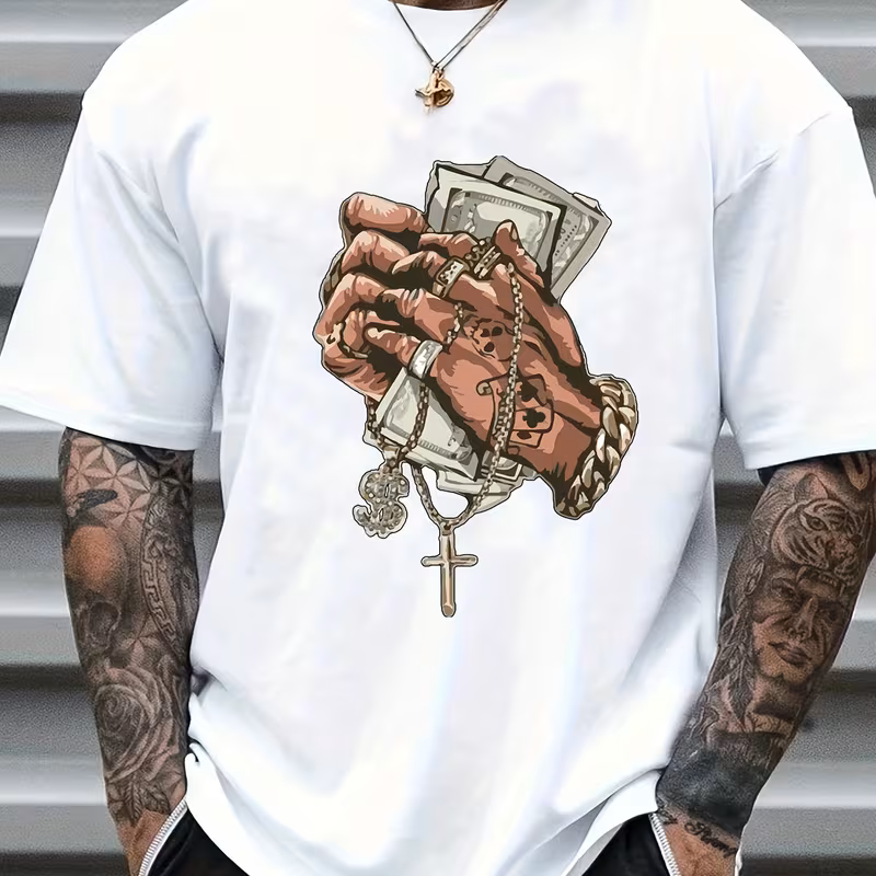 Elevate your streetwear game with the Pray for the Hustle Tee, a bold design that blends faith, ambition, and everyday grind.